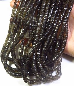 Cuentas Facetadas de Cuarzo Ahumado de Alta Calidad, Forma Heishi, Color Marrón Natural, 6mm, 16 Pulgadas, Cuentas de Rueda Ahumadas - Product Image 5