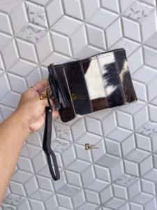 Elegante Vintage marrón cuero de vaca bolso de mano de cuero Real pequeños parches occidentales cartera cremallera para primavera invierno - Product Image 2