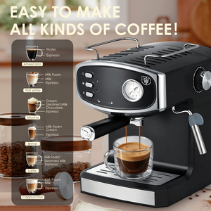 Machine à expresso semi-automatique italienne 1350W avec moulin à café 51mm, manomètre, mousseur à lait et barre vapeur, moulin à café Compap 51mm - Product Image 5