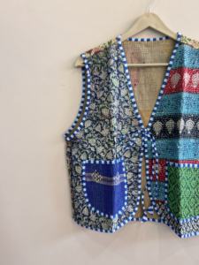 Chaleco Unisex Hecho a Mano con Estampado Kantha, Chaqueta de Verano India - Product Image 3