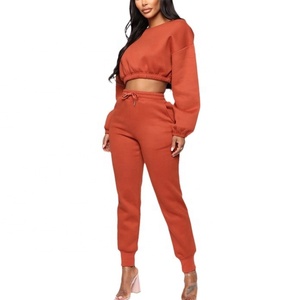 Sweat-shirt à manches longues et ourlet élastique, ensemble 2 pièces de haute qualité pour femmes, pantalon de yoga, à la mode, hiver, - Product Image 1