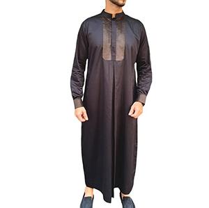 Thobe en coton à manches longues pour hommes, vêtements arabes personnalisables, vente en gros OEM, tenues musulmanes traditionnelles avec broderie - Product Image 1
