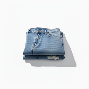 Customized Wholesale New Ripped Pants High Waist Ripped Straight Leg Denim <b>Jeans</b> Distressed Wash Cotton Casual Style <b>Button</b> <b>Fly</b> - Product Image 3