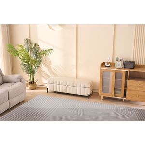 Panca Morbida in Velluto Beige da 125 cm con Vano Contenitore per Soggiorno, Ingresso e Camera da Letto - Product Image 3