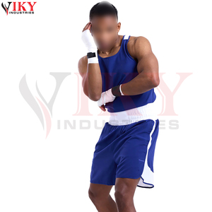 Traje de Boxeo Personalizado en Color Blanco y Azul de la Más Alta Calidad para Adultos Unisex, Ropa de Artes Marciales, Ropa de Entrenamiento de Combate - Product Image 3