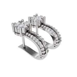 Aarinya Women's Trendy Floral Cluster Double-<b>Row</b> 18K Gold Plated Lab Grown Round Diamond Huggie Earrings IGI Certified <b>Gift</b> - Product Image 5