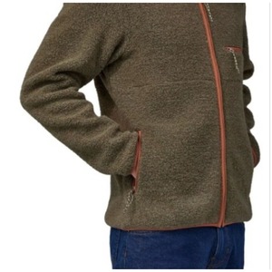 Men's Olive Green Fleece <b>Jacket</b> Stand Collar Full Zip Windproof Casual Outdoor Wear Regular Fit Solid Color Polyester Material - Product Image 3