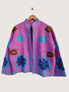 Poncho en laine brodé floral bohème, col mandarin, manches longues, grande taille, vêtements d'extérieur pour femmes en hiver - Product Image 5