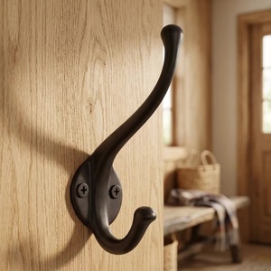 Vintage Cast Iron Flower Wall <b>Hook</b> Handcrafted Beads Art Design Wall Mounted Self-adhesive <b>Coat</b> Hat Hanger <b>Decorative</b> Storage - Product Image 3