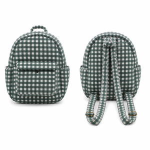Mochila de Algodón a Cuadros Verde Geométrica Le Souvenirs, 15 Pulgadas, Respaldo Suave, Múltiples Bolsillos, Cierre de Cremallera, Unisex, Ligera - Product Image 3