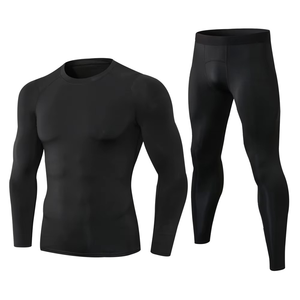 New Trending Men's Compression Shirt Sets Custom Rash Guard Uniform 100% Polyester Tight <b>Shapewear</b> for Gym Fitness Sets - Product Image 3