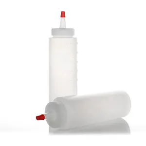 Bouteilles en plastique PE rondes vides de 240ML, vaporisateur de beurre, bouteille de poudre à presser avec bouteille à bascule pour Sauce à l'huile, Ketchup