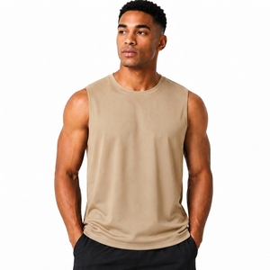 Men's <b>Light</b> Blue Sleeveless Tank Top Crew <b>Neck</b> Solid Color Breathable Knitted 100% Polyester 220g Silk Screen Printed High - Product Image 1