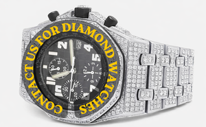 Reloj Personalizable de Oro Blanco con Diamantes Moissanite, Estilo Hip Hop, Cronógrafo, Esfera Negra, Características Únicas, Brillante, a un Precio Accesible - Product Image 3