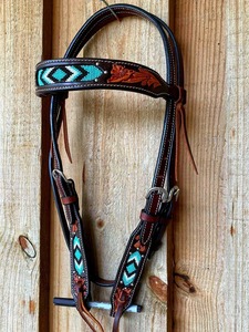 Genuine Leather Horse Bridle Headstall with Natural Rawhide Hand Braided Adjustable Equestrian Futurity Knots Hair Best Price - Product Image 2