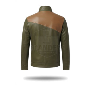 Sleek Two Piece Leather Set Featuring Long Sleeve <b>Track</b> <b>Jacket</b> And Matching Pants For Men Casual Sportswear - Product Image 4