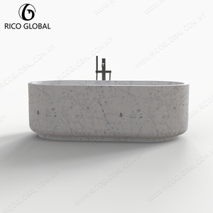 Bañera Moderna de Lujo Independiente de Mármol Blanco Carrara, Accesorio de Baño con Diseño Elegante - Product Image 3