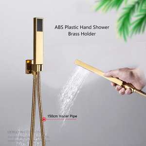 Set Doccia a Incasso in Ottone Spazzolato Oro Lusso, <span class=keywords><strong>Miscelatore</strong></span> Doccia a 2/3 Vie Caldo/Freddo con Effetto Pioggia per Hotel, Ingrosso e OEM - Product Image 5