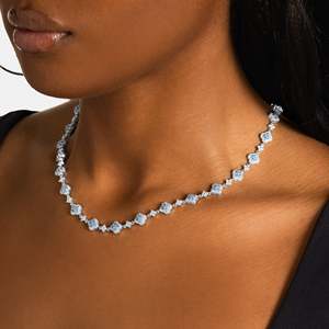 Collar de Plata de Ley 925 con Baño de Rodio para Mujer, Diseño Geométrico con Corte Princesa, Cadena de Lujo - Product Image 2