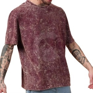 T-shirt délavé à l'acide en vente / T-shirt uni délavé à l'acide pour homme, longueur standard, 240 g/m², 100 % coton, coupe ample - Product Image 2
