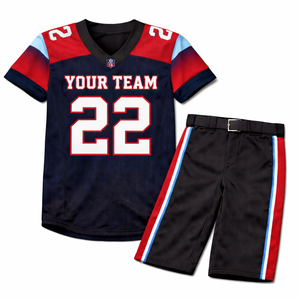 Uniforme de football américain, manches courtes, col en V, sangle réglable, séchage rapide, respirant, 100% polyester - Product Image 2