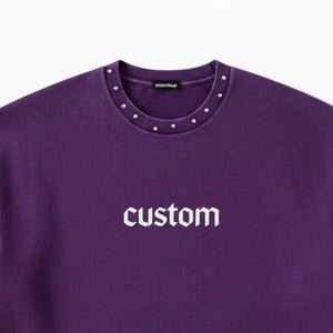 Premium Heavyweight Cotton Purple Acid Wash Oversized T-shirt | Rhinestone Sunburst Sleeve Design & <b>Studded</b> Neckline Streetwear - Product Image 5