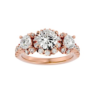Bague élégante de qualité supérieure en or massif 14 carats jaune, rose et blanc avec diamant de laboratoire 1 carat, certifiée IGI, bijoux fins de luxe de créateur - Product Image 3