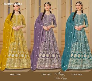 Colección de Vestidos Largos de Fiesta en Faux Georgette con Bordados y Dupatta, Proveedor de Moda Femenina de Surat - Product Image 6