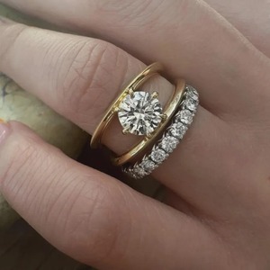 Bague de fiançailles solitaire 2 carats en diamant de laboratoire, double bordure, monture en or 14 carats, certifiée IGI, taille brillant rond, pour femme - Product Image 5
