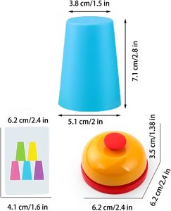 Ensemble de <span class=keywords><strong>2</strong></span> jeux de tasses empilables interactifs colorés - Entraînement mental et activité familiale compétitive avec 12 tasses, 54 cartes et cloche - Product Image 6