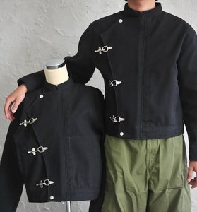 Custom Men Black Suede <b>Jacket</b> <b>Gothic</b> Filigree Embroidery Metal Buckle Clasp Closure Street wear Denim <b>Jacket</b> - Product Image 4