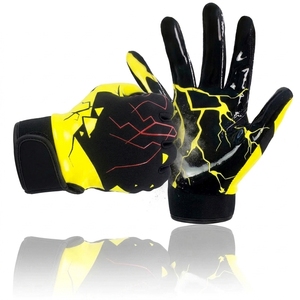 Custom Receiver Gloves Breathable Full Finger <b>Sticky</b> Grip Silicone Palm <b>Hook</b> Loop Team Logo Sports American Football Gloves - Product Image 3