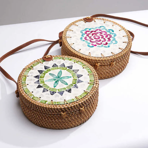 Bolsos de hombro de ratán bohemios Handwicker para mujer con incrustaciones de nácar, bolsos cruzados al por mayor de Vietnam - Product Image 5