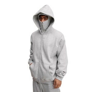 Ensemble de sweat à capuche zippé unisexe surdimensionné en molleton épais 100 % coton, avec logo personnalisé, style vintage délavé et vieilli, effet délavé à l'acide - Product Image 1