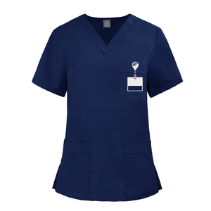 เสื้อสครับแนวคอวีผ้ายืดใส่ได้ทั้งชายและหญิงเสื้อสเวตเตอร์มีกระเป๋า3กระเป๋าและกางเกงเอวยางยืดเครื่องแบบโรงพยาบาล ODM - Product Image 2