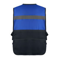 Gilet de travail haute visibilité bleu avec bande réfléchissante, uniforme de sécurité unisexe en polyester