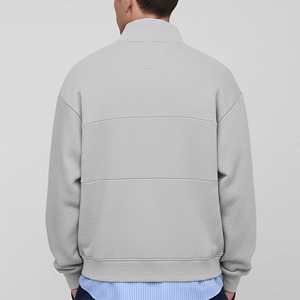Sudadera Gris para Hombre con Cierre de Cremallera, Color Sólido, Logotipo Frontal, Corte Regular, Ropa de Invierno, Poliéster/Algodón, Transpirable, Largo Completo - Product Image 4
