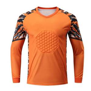 Men Long Sleeve Soccer Goalkeeper Jersey V-<b>neck</b> <b>Padded</b> Geometric Print Polyester Regular Fit Adult All Seasons - Product Image 5