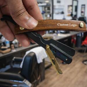 Navaja de Barbero Profesional para Hombre, de Plástico, con Filo Recto, Venta al por Mayor de Fábrica, Logotipo Personalizado, Hoja de Acero Inoxidable Duradera, para Uso en Salón - Product Image 3