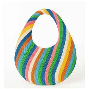 Bolso de Mano Artesanal Indio de Lujo, Informal, para Uso Diario, con Cuentas de Vidrio Coloridas y Asa de Baguette, Accesorio de Moda Duradero con Cristales Artísticos - Product Image 1