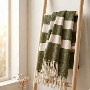 Boho Fringed Striped Couch <b>Cover</b> Blanket Natural Woven Cotton Decorative Throw For <b>Bed</b> Modern Living Room Supplier - Product Image 1
