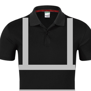Polo réfléchissant noir pour homme, vêtements de travail haute visibilité, matière polyester, uniforme de sécurité pour usage industriel - Product Image 5