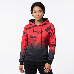 <b>Men's</b> <b>Red</b> Camouflage Hoodie Slim Fit Polyester <b>Sweatshirt</b> With Pocket Casual Autumn Wear - Product Image 3