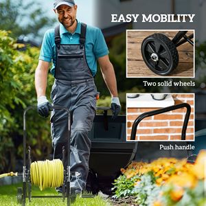 Carrello Porta Tubo in Acciaio da 30m/15m per Tubi da 5/8" Nero - Carrello Portatile per Tubo dell'Acqua (Tubo Non Incluso) - Product Image 6