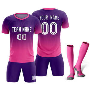Custom Purple Yellow Soccer Jersey Set V-Neck Short Sleeve Sublimated Breathable Unisex Adult Team Apparel - Product Image 1