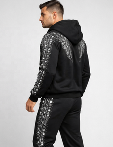 Conjunto de 2 Piezas de Sudadera con Capucha y Pantalones Deportivos Vintage Ecológicos de Otoño con Logotipo Personalizado al por Mayor, Ropa Deportiva con Pedrería para Hombre - Product Image 4