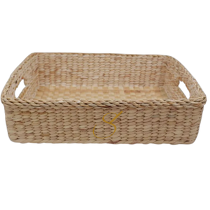 Handwoven Water Hyacinth Storage <b>Basket</b>: <b>Rectangular</b> Storage with Handles - Product Image 2