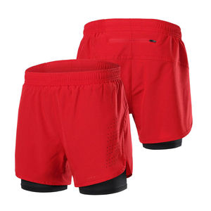 Vêtements de sport pour hommes, shorts de course à compression personnalisés, double couche, écologiques, respirants, en polyester - Product Image 1