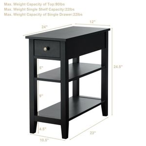 3-Tier <b>Console</b> Table with Slidable Drawer and Double Shelves End Table with Practical Storage Solution - Product Image 5