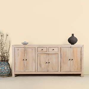 Aparador de Madera Maciza con Acabado Arenado, Estilo Vintage, Hecho a Mano, Rústico, con Cajones y Puertas, Acabado Natural, para Comedor o Sala de Estar - Product Image 2